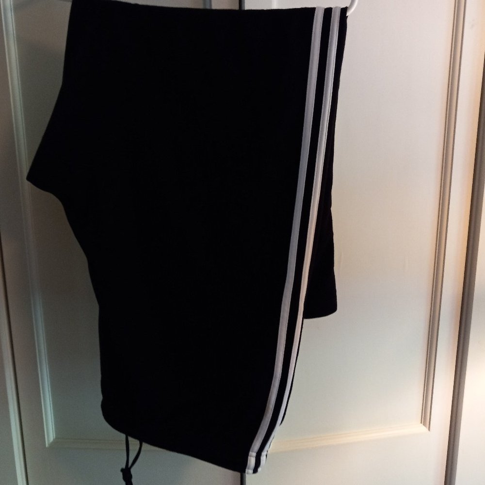 Women's Athletic Works Sweat Pants 4X 26W 28W Black w/ White Stripe
